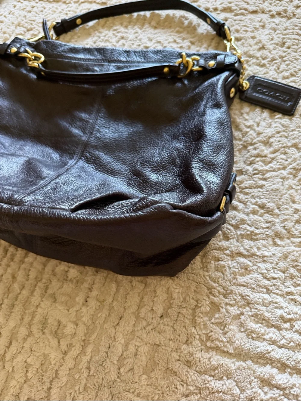 Coach Brooke Hobo bag dark brown pebbled leather